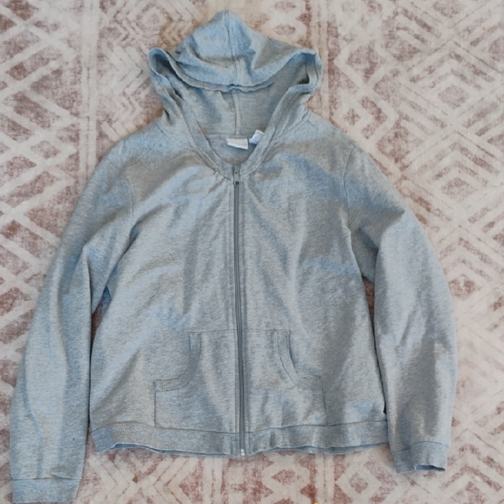 Kim Rogers Light Gray Zip-Up Hoodie